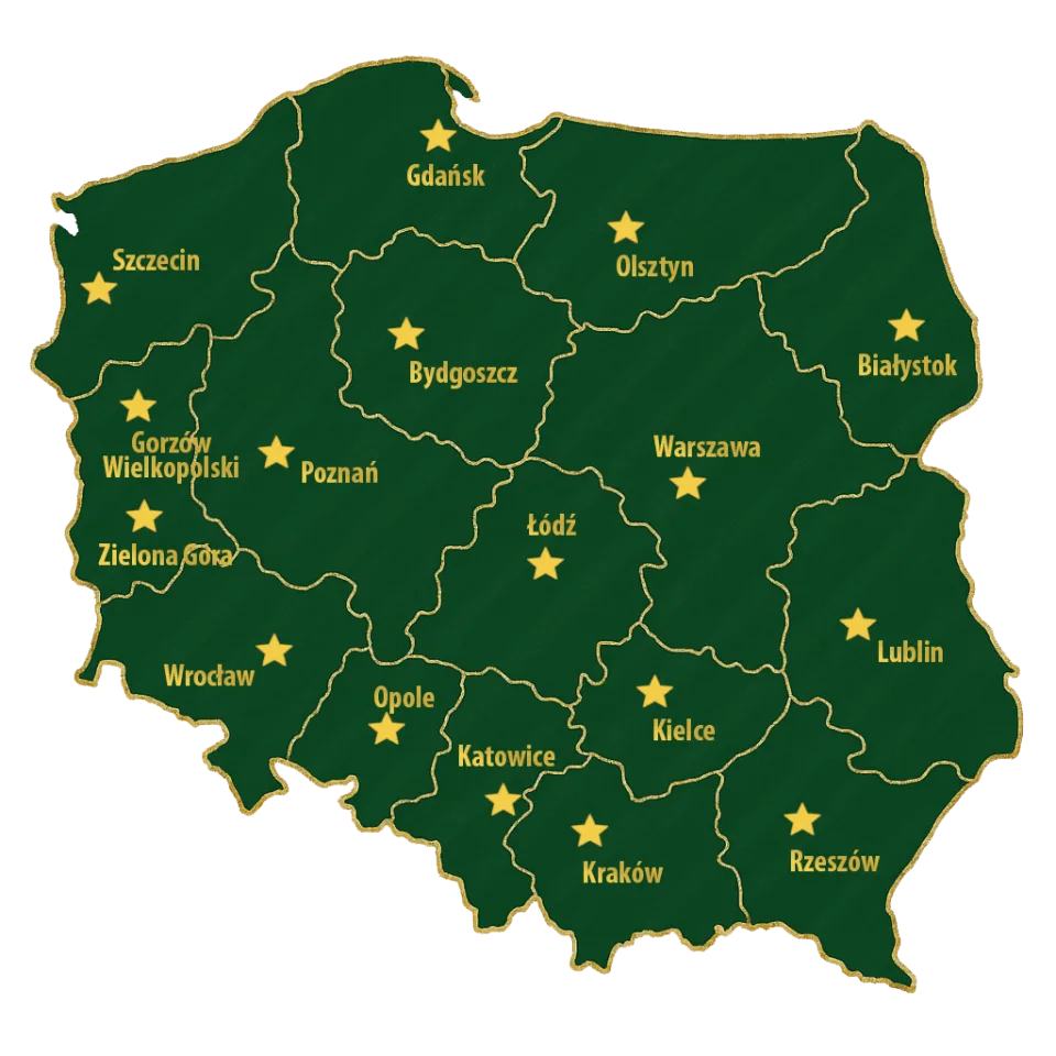 Mapa Polski z zaznaczonym zasięgiem działania MikołajNaŚwięta